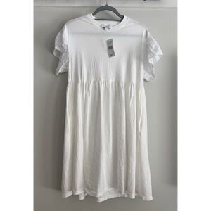 NWT AG Adriano Goldschmied White Eyelet Flutter Sleeve Dress